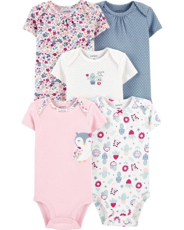 CARTER'S Body krátký rukáv Owl dívka LBB 5 ks NB/ vel. 56 Carter´s