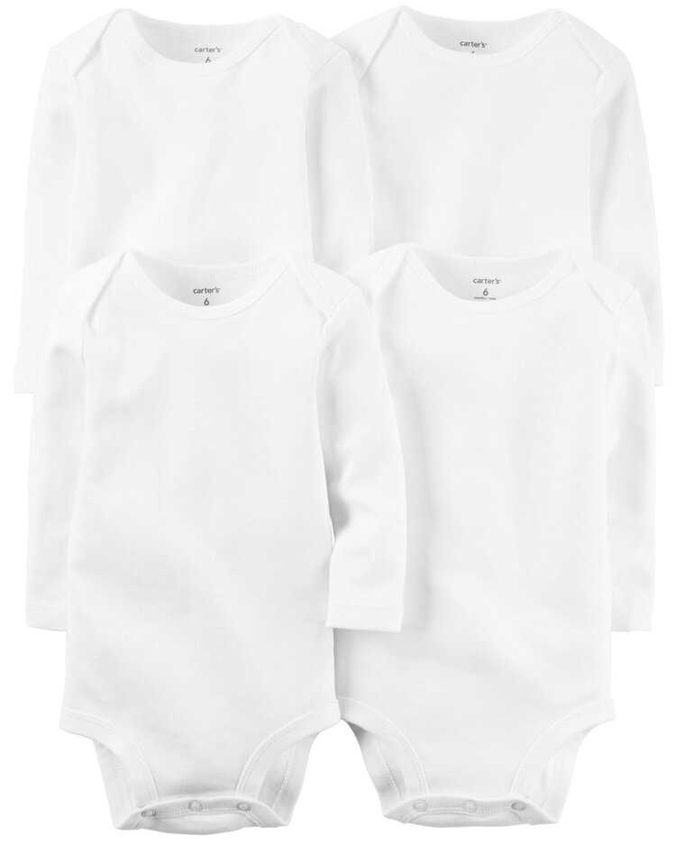 CARTER'S Body dl. rukáv White neutrál LBB 4 ks 3m