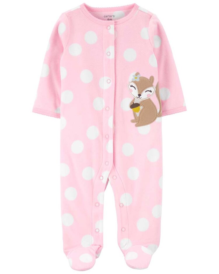 CARTER'S Overal na druky fleece Sleep & Play Pink Fox dívka 3m Carter´s
