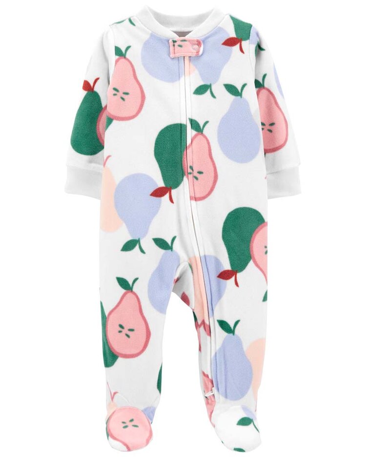 CARTER'S Overal na zip fleece Sleep & Play White Pears dívka NB/ vel. 56 Carter´s