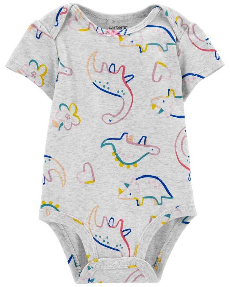 CARTER'S Body krátký rukáv Grey Dino holka 3m Carter´s
