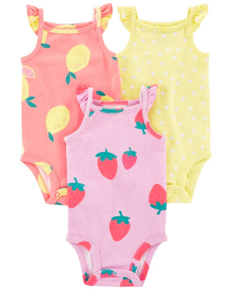 CARTER'S Body na ramínka Dots Fruit holka 3ks NB/vel. 56 Carter´s