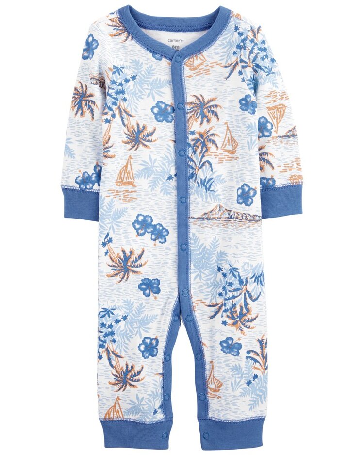 CARTER'S Overal bez nožiček na druky Sleep&Play Blue Palm kluk 6m Carter´s