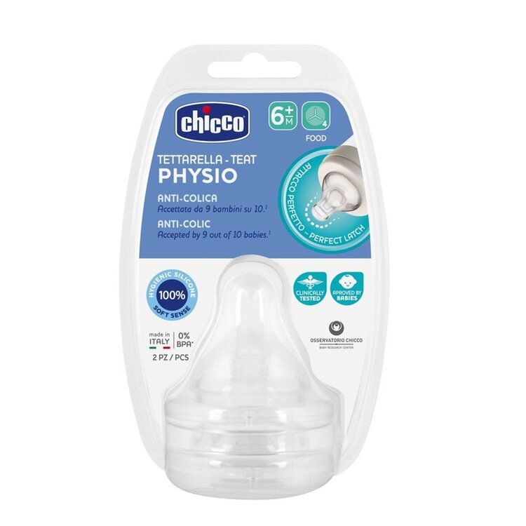 CHICCO Dudlík na láhev Perfect 5/Well-Being fyziologický na kaši 6m+ 2 ks Chicco