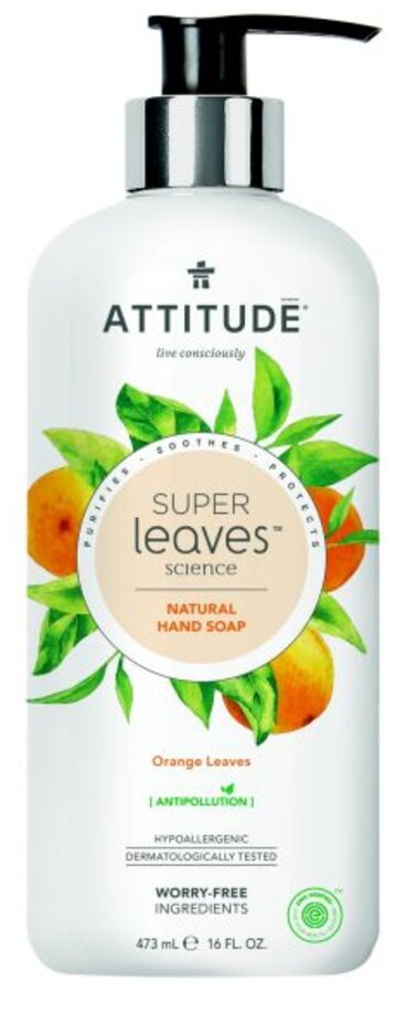 ATTITUDE Přírodní mýdlo na ruce Super leaves s detoxikačním účinkem – pomerančové listy 473 ml Attitude