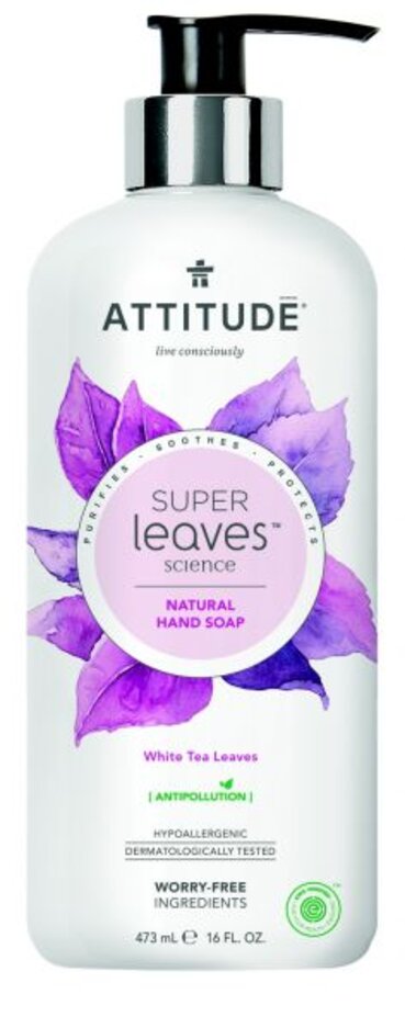 ATTITUDE Přírodní mýdlo na ruce Super leaves s detoxikačním účinkem – čajové listy 473 ml Attitude