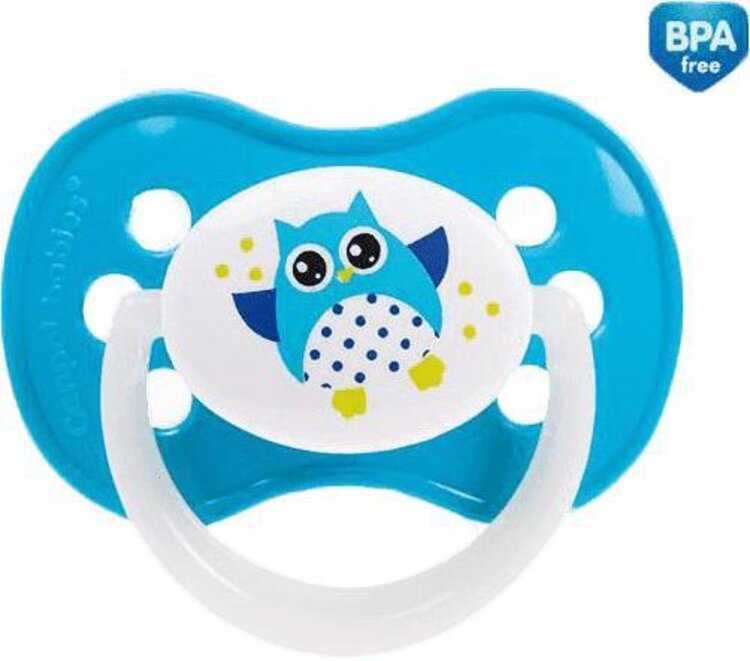 CANPOL BABIES Dudlík silikonový symetrický 0-6 m SOVA – světle modrá Canpol Babies