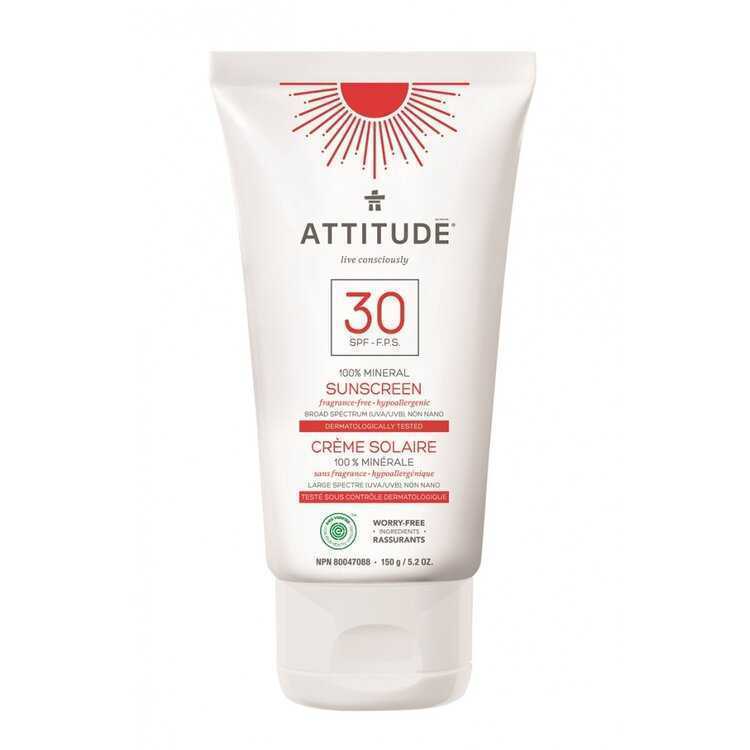 ATTITUDE 100% minerální opalovací krém (SPF 30) bez vůně 150 g Attitude