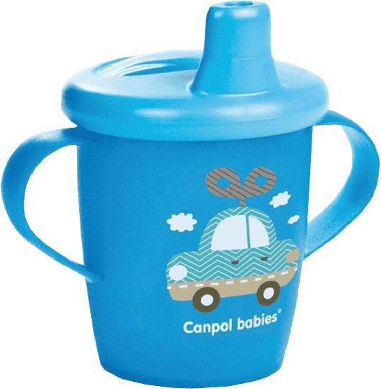 CANPOL BABIES Nevylévací hrníček TOYS – modrý (250 ml) Canpol Babies