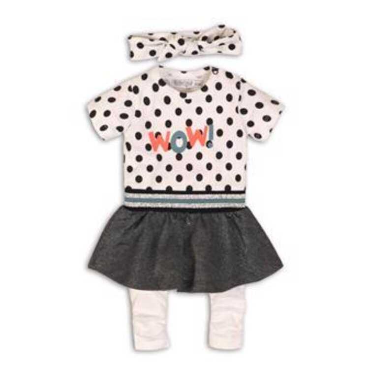 DIRKJE Set 2dílný s čelenkou C-SO Joyful WOW 68 White-Grey Dirkje