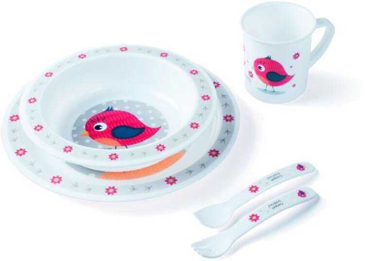 CANPOL BABIES Plastová sada s příborem Cute Animals ptáček Canpol Babies