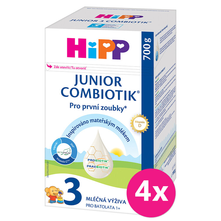 4x HiPP 3 Junior Combiotik® Batolecí mléko od uk. 1. roku
