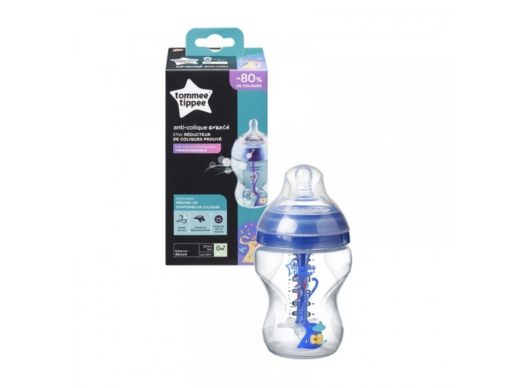 TOMMEE TIPPEE Kojenecká láhev Advanced Anti-Colic 260 ml (0 m+) - Boy Tommee Tippee