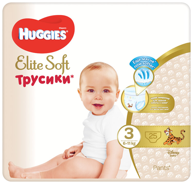 HUGGIES Elite Soft Pants Kalhotky plenkové jednorázové 3 (6-11 kg) 25 ks Huggies