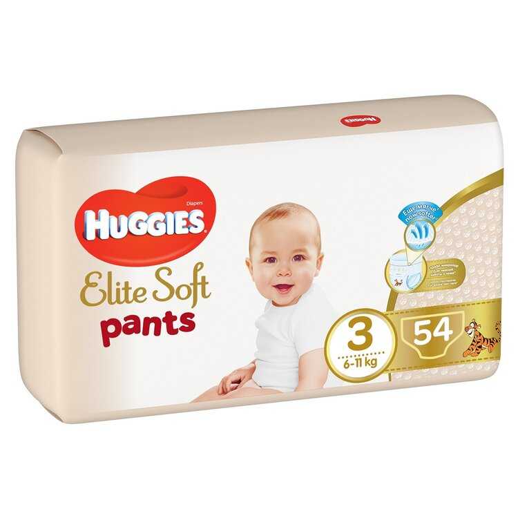 HUGGIES Elite Soft Pants Kalhotky plenkové jednorázové 3 (6-11 kg) 54 ks Huggies