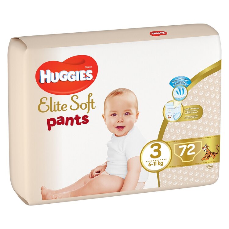 HUGGIES Elite Soft Pants Kalhotky plenkové jednorázové 3 (6-11 kg) 72 ks Huggies