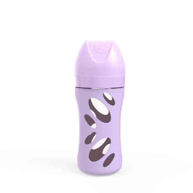 TWISTSHAKE Láhev kojenecká Anti-Colic skleněná 260 ml (dudl.M) pastelově fialová Twistshake