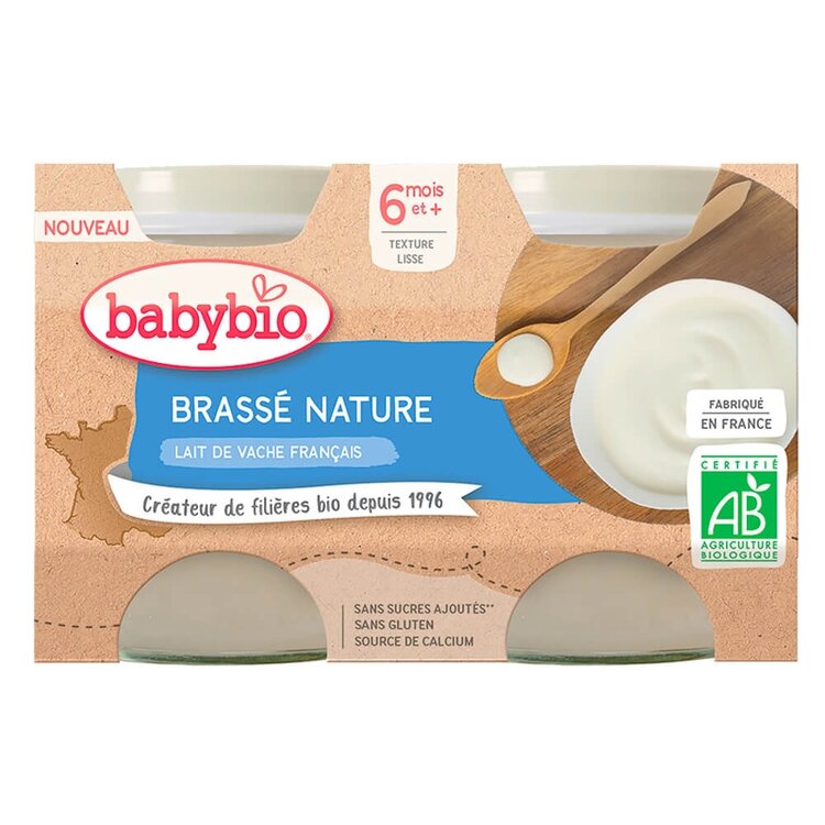 BABYBIO Brassé z francouzského mléka natur 2x130 g Babybio