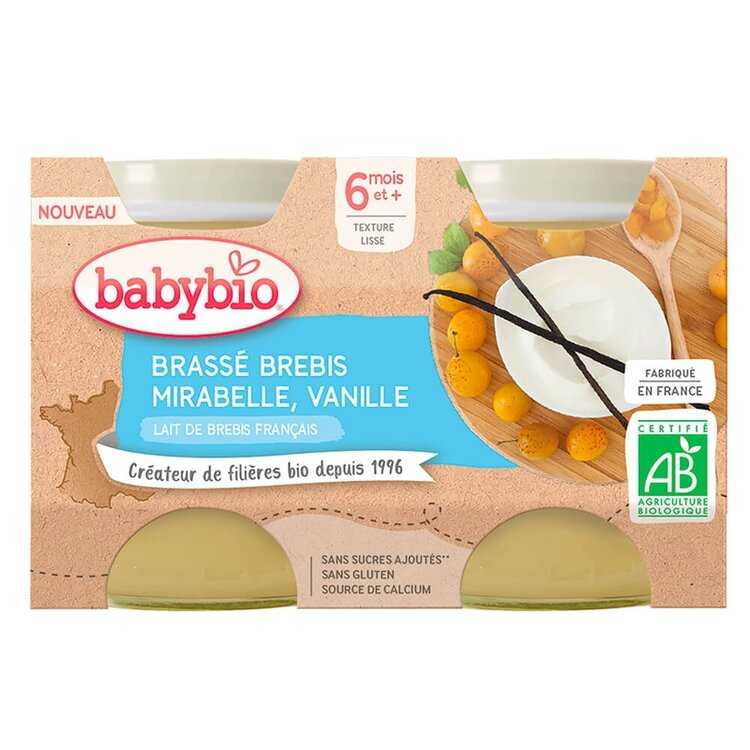 BABYBIO Brassé z ovčího mléka mirabelky vanilka 2x130 g Babybio