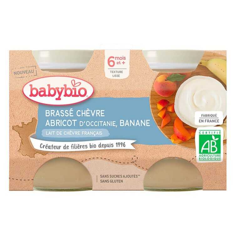 BABYBIO Brassé z kozího mléka meruňka banán 2x130 g Babybio