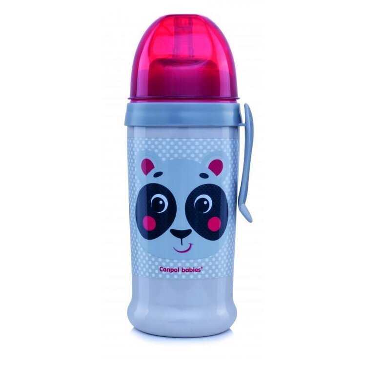 CANPOL BABIES Láhev sportovní s nevylévací slámkou HELLO LITTLE 350 ml béžová Canpol Babies