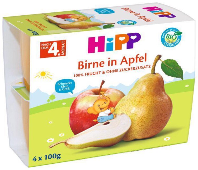 HiPP BIO Jablka s hruškami (4x100 g) - ovocný příkrm HiPP