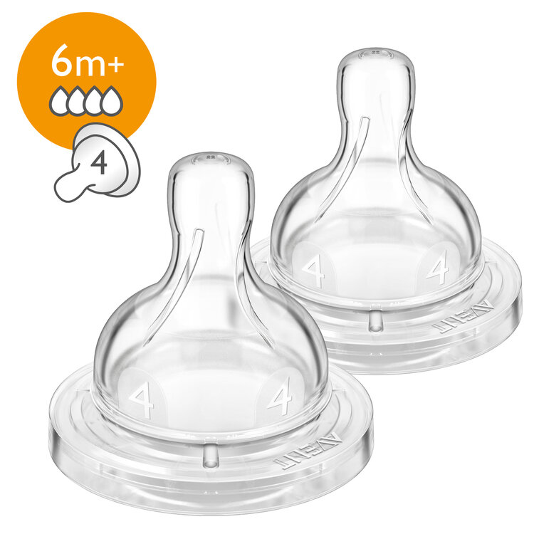 Philips Avent dudlík na kojeneckou láhev airflex 4 otvory transparentní 2 ks Philips Avent