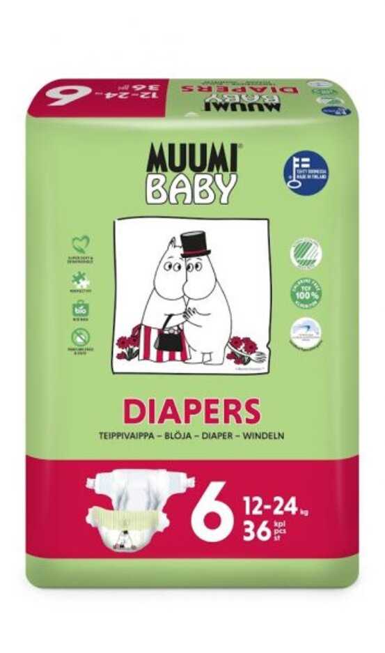 MUUMI Baby Pleny jednorázové 6 (12-24 kg) 36 ks Muumi