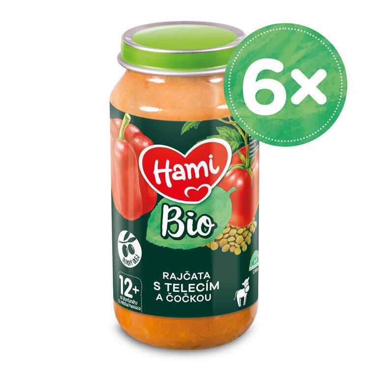 6x HAMI BIO Příkrm masozeleninový Rajčata s telecím a čočkou 250g Hami