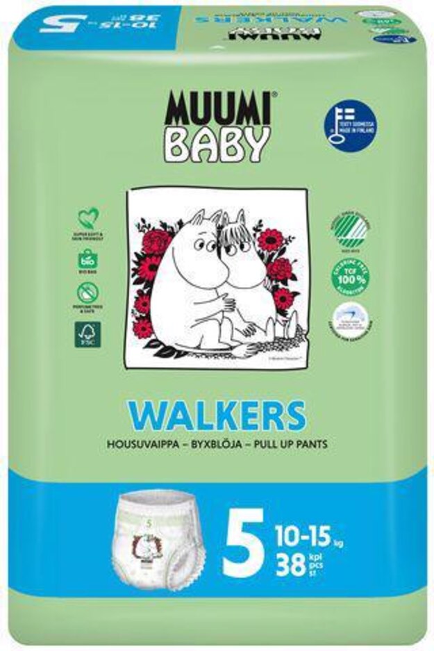 MUUMI Baby Walkers Kalhotky plenkové jednorázové 5 (10-15 kg) 38 ks Muumi