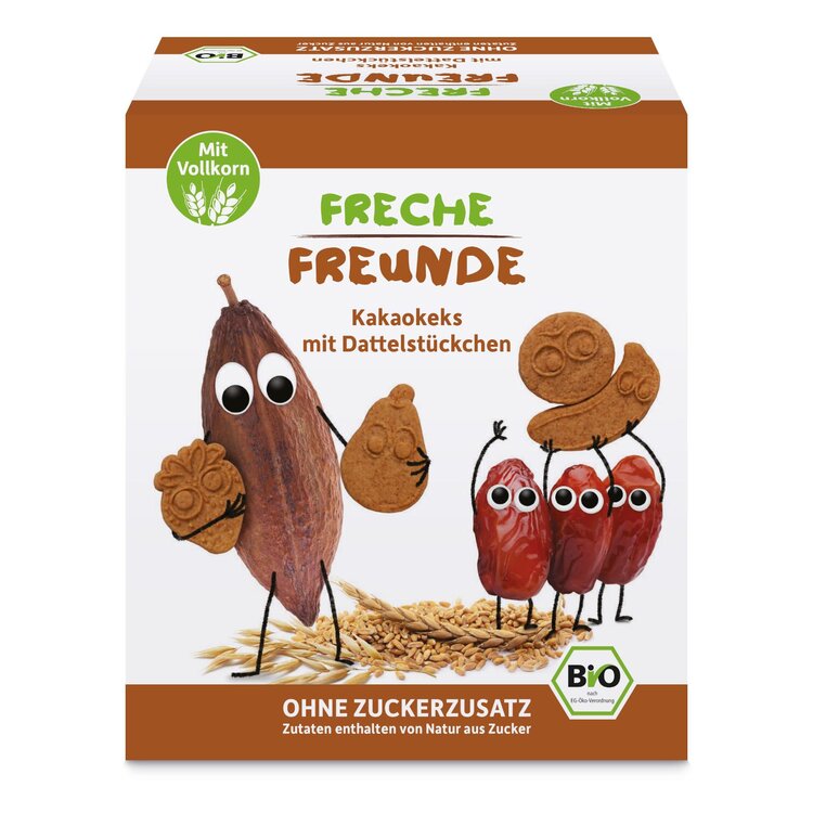 FRECHE FREUNDE BIO Sušenky kakaové s kousky datlí 125 gm 12m+ Freche freunde