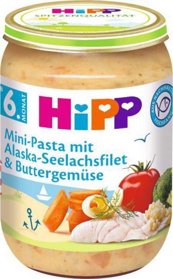 HiPP Mini těstoviny s aljašskou treskou v máslové zelenině (6m+) 190 g HiPP
