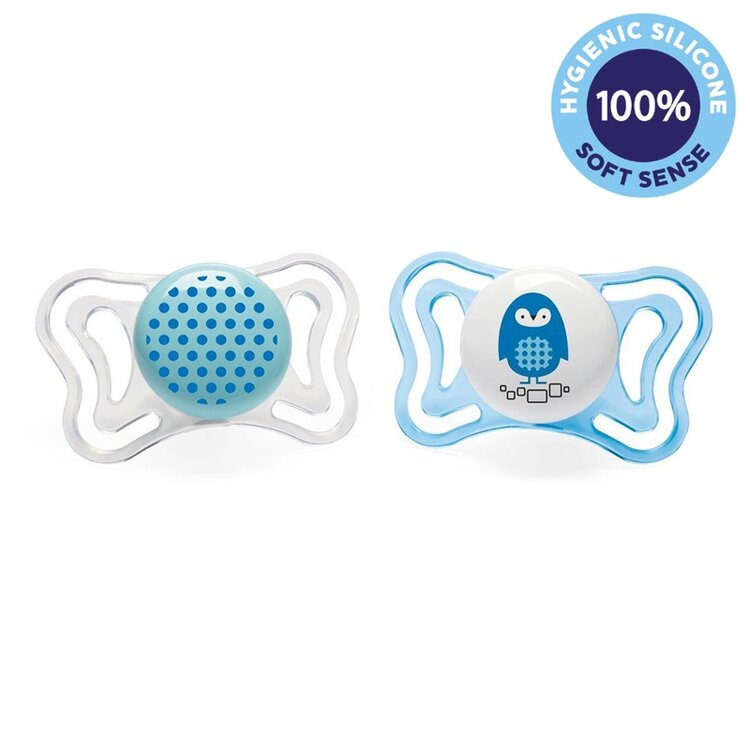 CHICCO Šidítko Physio Light silikonové 2-6m chlapec - tečky/tučňák 2 ks Chicco