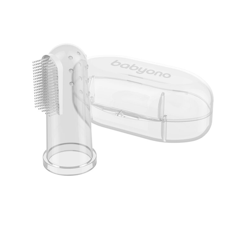 BABYONO Kartáček zubní na prst s pouzdrem transparent BabyOno