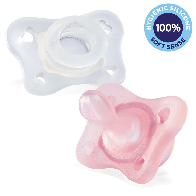 CHICCO Šidítko Physio Mini Soft celosilikonové 0-2m dívka 2 ks Chicco