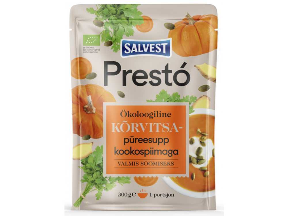 3x SALVEST Prestó BIO Dýňová polévka s kokosovým mlékem (300 g) Salvest