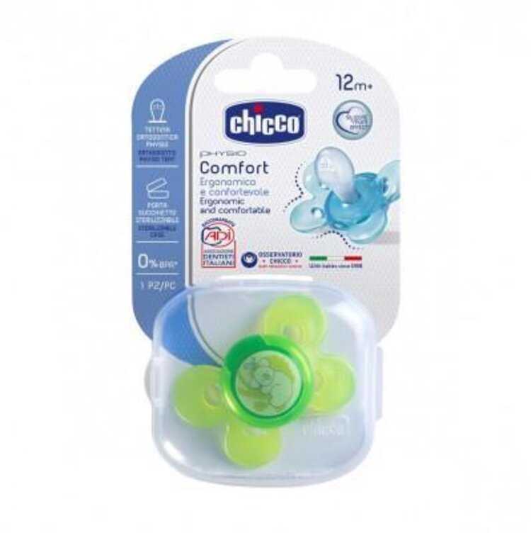 CHICCO Šidítko Physio Comfort silikonové zelené 12m+ 1 ks Chicco