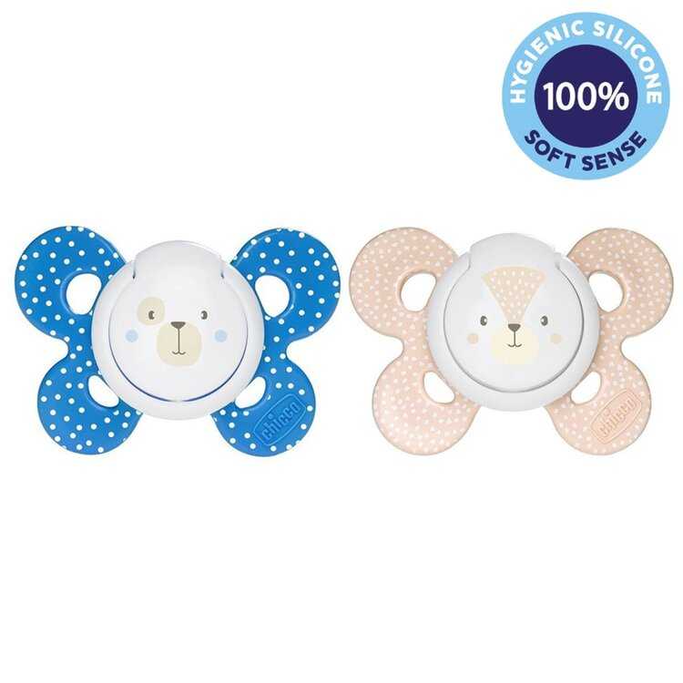 CHICCO Šidítko Physio Comfort silikonové 6-16m chlapec - méďa/liška 2 ks Chicco