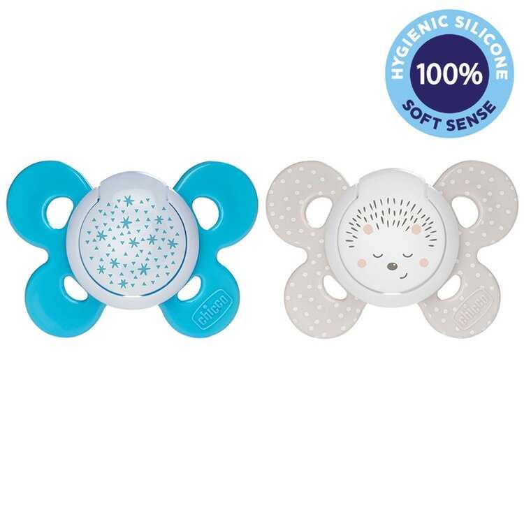 CHICCO Šidítko Physio Comfort silikon noční 16-36m chlapec - hvězdy/ježek 2 ks Chicco