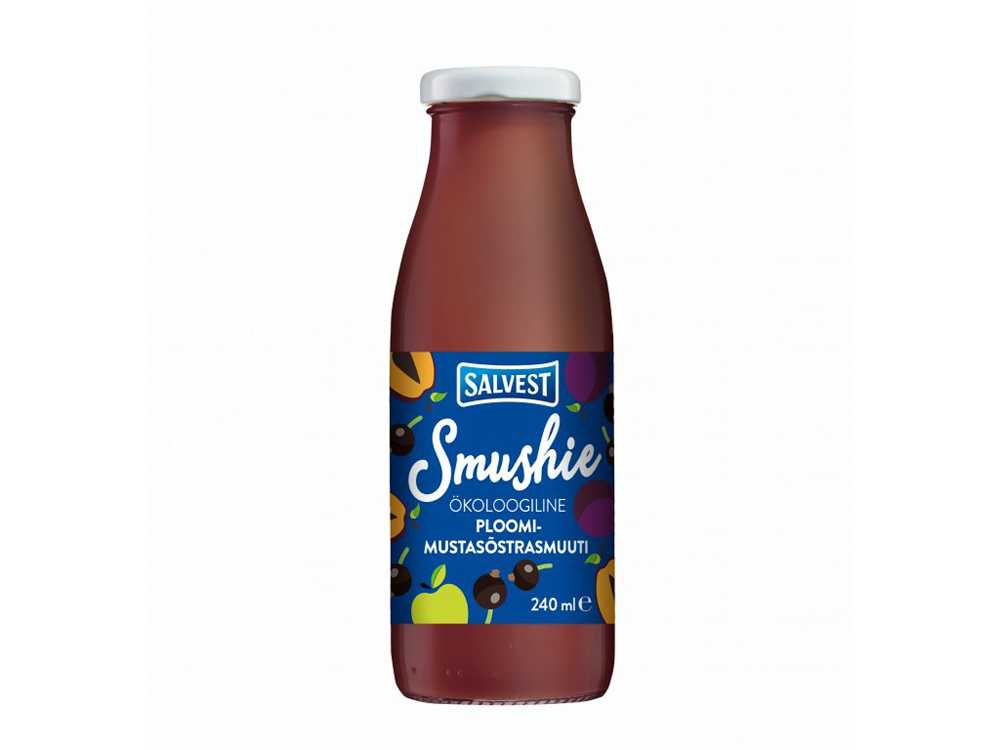 3x SALVEST Smushie BIO Smoothie ovocné s černým rybízem a švestkami 240 ml Salvest