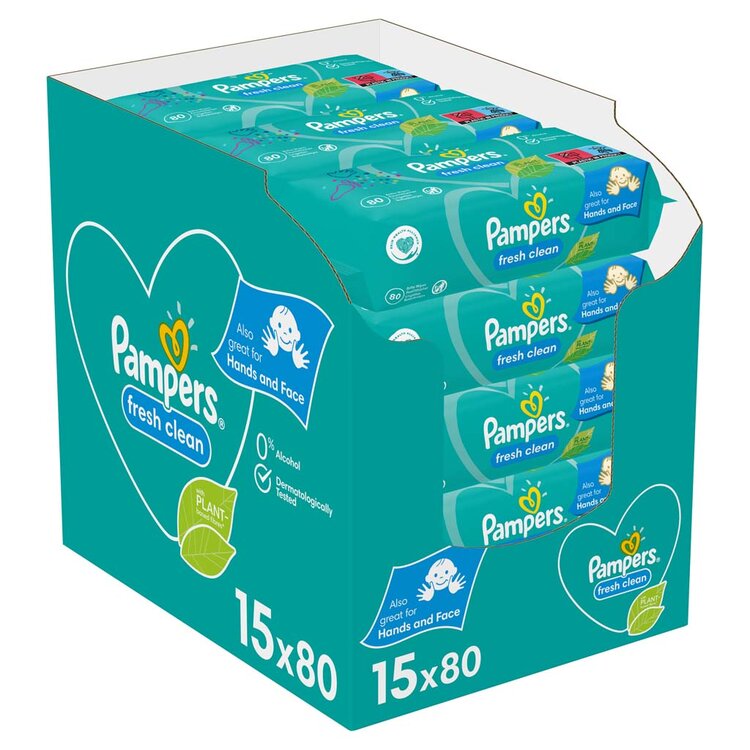 Pampers Fresh Clean dětské čisticí ubrousky 15 x 80 ks Pampers