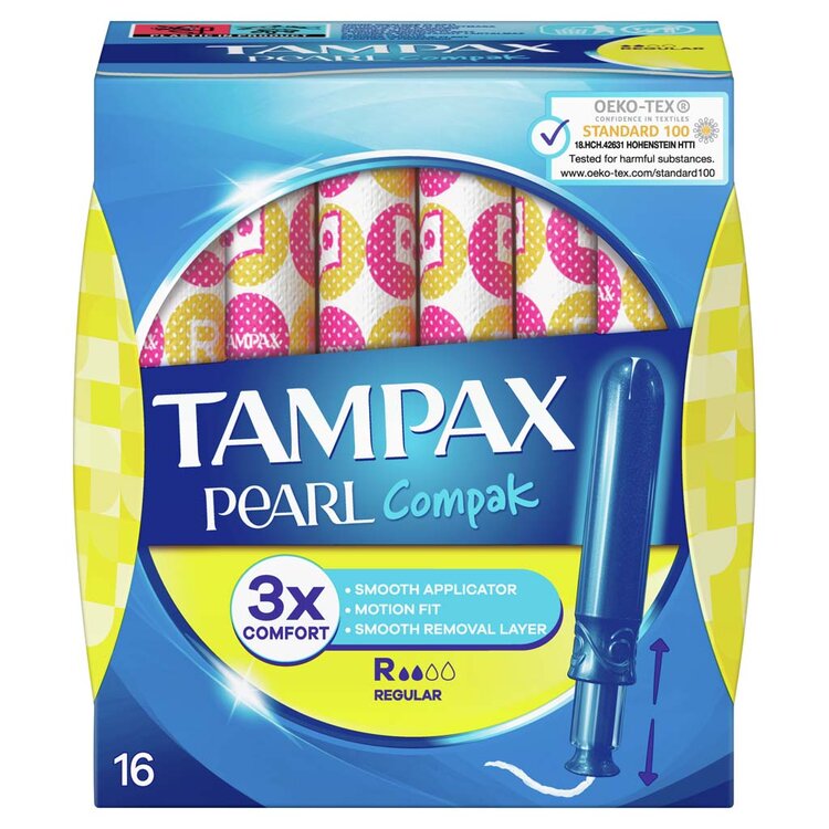Tampax Pearl Compak Regular Tampony s Aplikátorem 16 ks Tampax