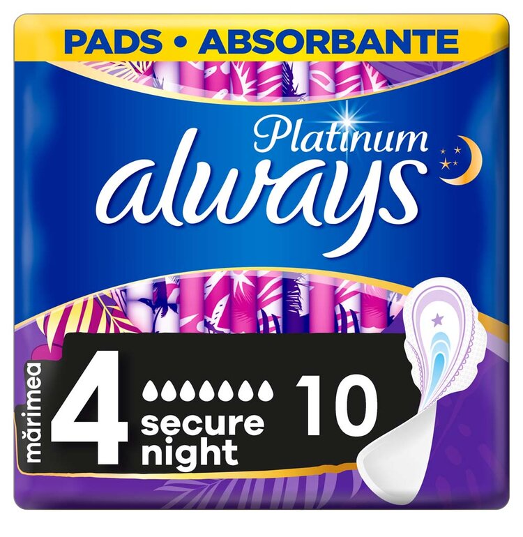 Always Platinum Secure Night hygienické vložky s křidélky 10 ks Always