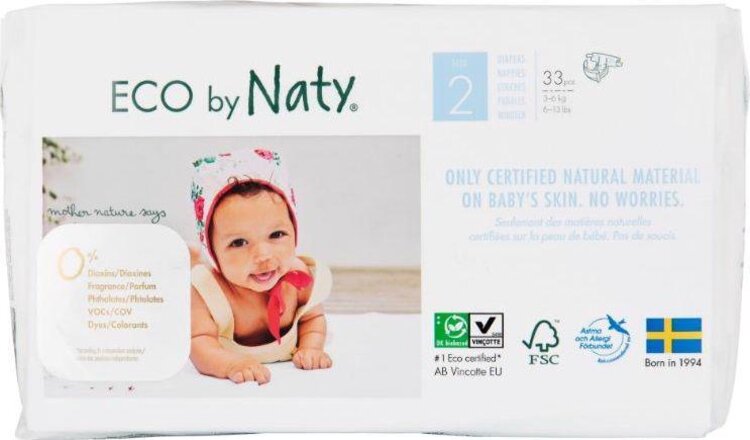 Naty Ekoplenky Mini 2 3-6 kg 33 ks Naty Nature Babycare