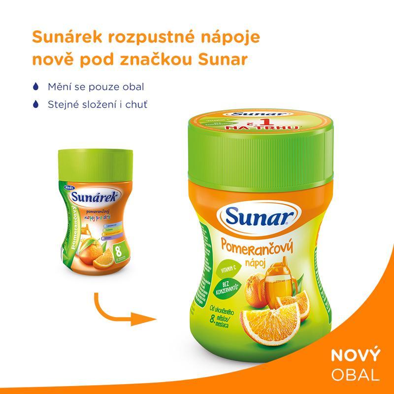 6x SUNAR rozpustný nápoj pomerančový - dóza 200g Sunar