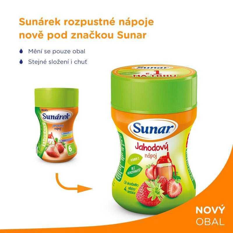 6x SUNAR Rozpustný nápoj jahodový - dóza (200 g) Sunar