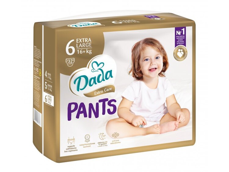 DADA Extra Care Pants Kalhotky plenkové jednorázové 6 Extra Large (16 kg+) 32 ks Dada