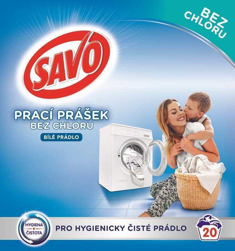 SAVO Bez chlóru White prací prášek na bílé prádlo 20 praní Savo