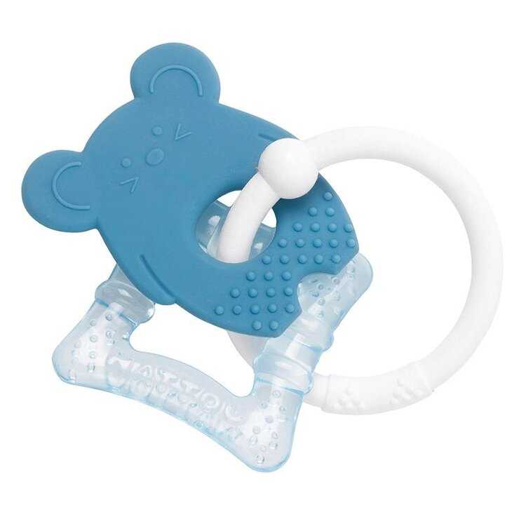 NATTOU Kousátko silikonové s chladící částí bez BPA modrá myška Nattou