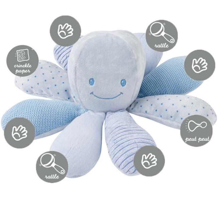 NATTOU Hračka chobotnička edukační 8 aktivit Lapidou blue Nattou